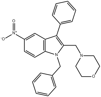 1-benzyl-5-nitro-2-(4-morpholinylmethyl)-3-phenyl-1H-indole Struktur