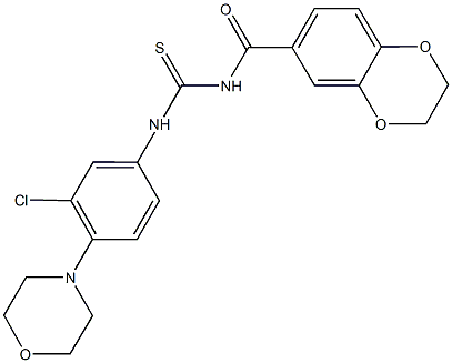 N-[3-chloro-4-(4-morpholinyl)phenyl]-N'-(2,3-dihydro-1,4-benzodioxin-6-ylcarbonyl)thiourea Struktur