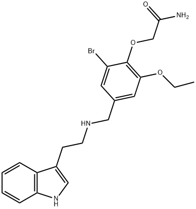 2-[2-bromo-6-ethoxy-4-({[2-(1H-indol-3-yl)ethyl]amino}methyl)phenoxy]acetamide Struktur