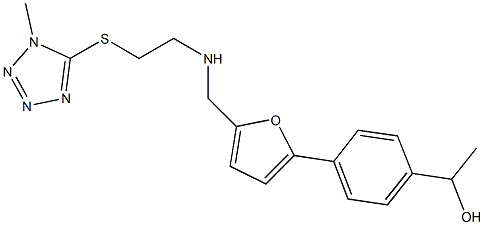 1-(4-{5-[({2-[(1-methyl-1H-tetraazol-5-yl)sulfanyl]ethyl}amino)methyl]-2-furyl}phenyl)ethanol Struktur