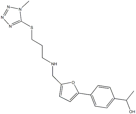 1-(4-{5-[({3-[(1-methyl-1H-tetraazol-5-yl)sulfanyl]propyl}amino)methyl]-2-furyl}phenyl)ethanol Struktur