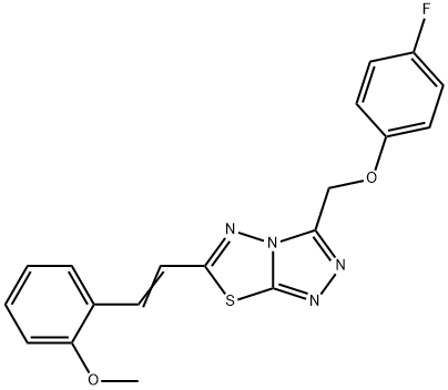 3-[(4-fluorophenoxy)methyl]-6-[(E)-2-(2-methoxyphenyl)ethenyl][1,2,4]triazolo[3,4-b][1,3,4]thiadiazole Struktur