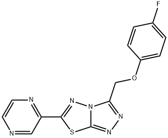 4-fluorophenyl [6-(2-pyrazinyl)[1,2,4]triazolo[3,4-b][1,3,4]thiadiazol-3-yl]methyl ether Struktur