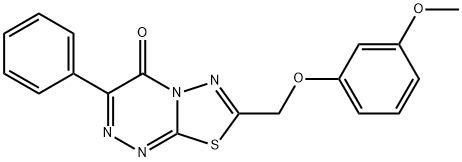 7-[(3-methoxyphenoxy)methyl]-3-phenyl-4H-[1,3,4]thiadiazolo[2,3-c][1,2,4]triazin-4-one Struktur