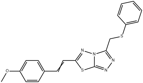 6-[(E)-2-(4-methoxyphenyl)ethenyl]-3-[(phenylsulfanyl)methyl][1,2,4]triazolo[3,4-b][1,3,4]thiadiazole Struktur