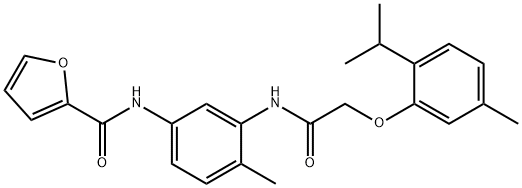 N-(3-{[(2-isopropyl-5-methylphenoxy)acetyl]amino}-4-methylphenyl)-2-furamide Struktur