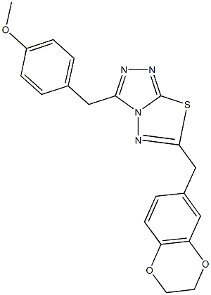 4-{[6-(2,3-dihydro-1,4-benzodioxin-6-ylmethyl)[1,2,4]triazolo[3,4-b][1,3,4]thiadiazol-3-yl]methyl}phenyl methyl ether Struktur