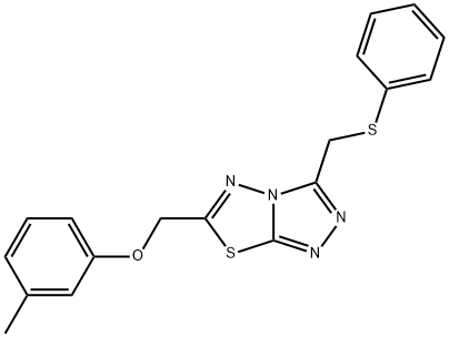 6-[(3-methylphenoxy)methyl]-3-[(phenylsulfanyl)methyl][1,2,4]triazolo[3,4-b][1,3,4]thiadiazole Struktur