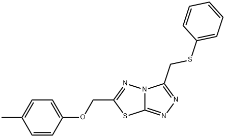 6-[(4-methylphenoxy)methyl]-3-[(phenylsulfanyl)methyl][1,2,4]triazolo[3,4-b][1,3,4]thiadiazole Struktur