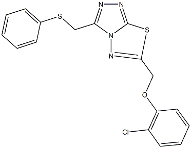 6-[(2-chlorophenoxy)methyl]-3-[(phenylsulfanyl)methyl][1,2,4]triazolo[3,4-b][1,3,4]thiadiazole Struktur