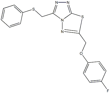 6-[(4-fluorophenoxy)methyl]-3-[(phenylsulfanyl)methyl][1,2,4]triazolo[3,4-b][1,3,4]thiadiazole Struktur