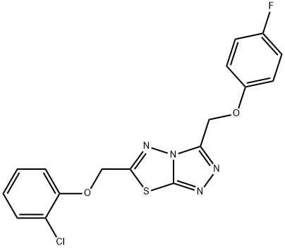 6-[(2-chlorophenoxy)methyl]-3-[(4-fluorophenoxy)methyl][1,2,4]triazolo[3,4-b][1,3,4]thiadiazole Struktur