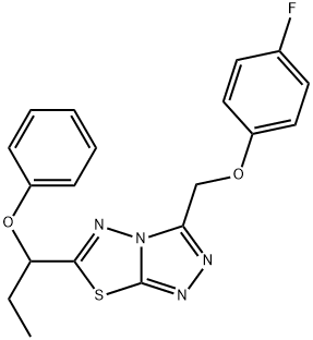 3-[(4-fluorophenoxy)methyl]-6-(1-phenoxypropyl)[1,2,4]triazolo[3,4-b][1,3,4]thiadiazole Struktur