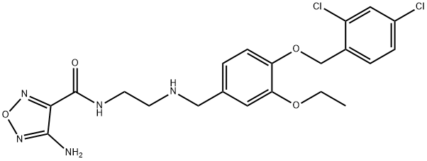 4-amino-N-[2-({4-[(2,4-dichlorobenzyl)oxy]-3-ethoxybenzyl}amino)ethyl]-1,2,5-oxadiazole-3-carboxamide Struktur