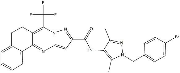 N-[1-(4-bromobenzyl)-3,5-dimethyl-1H-pyrazol-4-yl]-7-(trifluoromethyl)-5,6-dihydrobenzo[h]pyrazolo[5,1-b]quinazoline-10-carboxamide Struktur