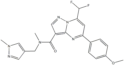 7-(difluoromethyl)-5-(4-methoxyphenyl)-N-methyl-N-[(1-methyl-1H-pyrazol-4-yl)methyl]pyrazolo[1,5-a]pyrimidine-3-carboxamide Struktur