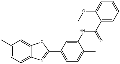 2-methoxy-N-[2-methyl-5-(6-methyl-1,3-benzoxazol-2-yl)phenyl]benzamide Struktur