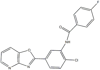 N-(2-chloro-5-[1,3]oxazolo[4,5-b]pyridin-2-ylphenyl)-4-fluorobenzamide Struktur