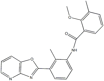 2-methoxy-3-methyl-N-(2-methyl-3-[1,3]oxazolo[4,5-b]pyridin-2-ylphenyl)benzamide Struktur