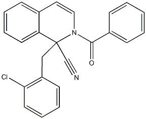 2-benzoyl-1-(2-chlorobenzyl)-1,2-dihydro-1-isoquinolinecarbonitrile Struktur