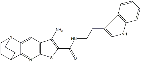 5-amino-N-[2-(1H-indol-3-yl)ethyl]-7-thia-1,9-diazatetracyclo[9.2.2.0~2,10~.0~4,8~]pentadeca-2(10),3,5,8-tetraene-6-carboxamide Struktur