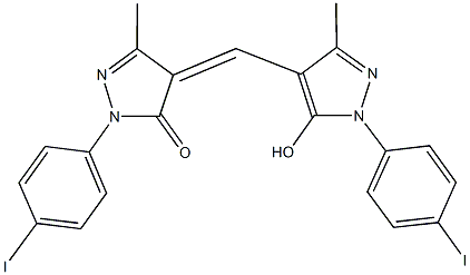 4-{[5-hydroxy-1-(4-iodophenyl)-3-methyl-1H-pyrazol-4-yl]methylene}-2-(4-iodophenyl)-5-methyl-2,4-dihydro-3H-pyrazol-3-one Struktur