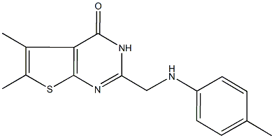 5,6-dimethyl-2-(4-toluidinomethyl)thieno[2,3-d]pyrimidin-4(3H)-one Struktur