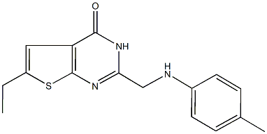 6-ethyl-2-(4-toluidinomethyl)thieno[2,3-d]pyrimidin-4(3H)-one Struktur