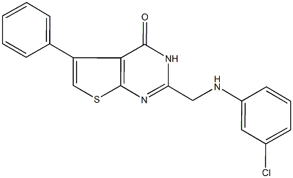 2-[(3-chloroanilino)methyl]-5-phenylthieno[2,3-d]pyrimidin-4(3H)-one Struktur