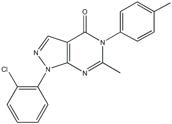 1-(2-chlorophenyl)-6-methyl-5-(4-methylphenyl)-1,5-dihydro-4H-pyrazolo[3,4-d]pyrimidin-4-one Struktur