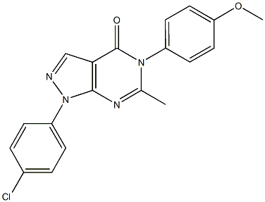 1-(4-chlorophenyl)-5-(4-methoxyphenyl)-6-methyl-1,5-dihydro-4H-pyrazolo[3,4-d]pyrimidin-4-one Struktur