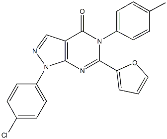 1-(4-chlorophenyl)-6-(2-furyl)-5-(4-methylphenyl)-1,5-dihydro-4H-pyrazolo[3,4-d]pyrimidin-4-one Struktur