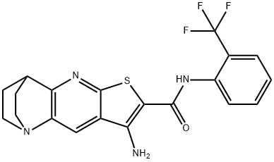 8-amino-N-[2-(trifluoromethyl)phenyl]-1,2,3,4-tetrahydro-1,4-ethanothieno[2,3-b][1,5]naphthyridine-7-carboxamide Struktur