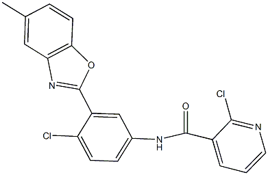 2-chloro-N-[4-chloro-3-(5-methyl-1,3-benzoxazol-2-yl)phenyl]nicotinamide Struktur