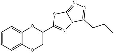 6-(2,3-dihydro-1,4-benzodioxin-2-yl)-3-propyl[1,2,4]triazolo[3,4-b][1,3,4]thiadiazole Struktur