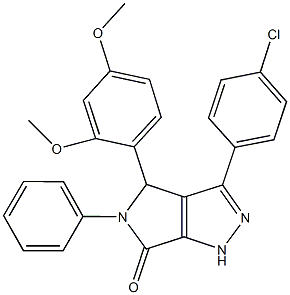 3-(4-chlorophenyl)-4-(2,4-dimethoxyphenyl)-5-phenyl-4,5-dihydropyrrolo[3,4-c]pyrazol-6(1H)-one Struktur