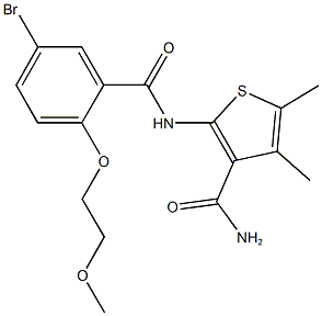 2-{[5-bromo-2-(2-methoxyethoxy)benzoyl]amino}-4,5-dimethyl-3-thiophenecarboxamide Struktur