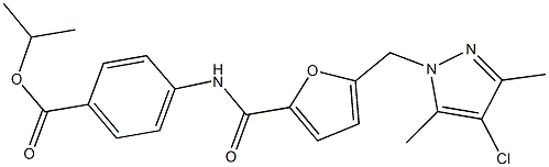 isopropyl 4-({5-[(4-chloro-3,5-dimethyl-1H-pyrazol-1-yl)methyl]-2-furoyl}amino)benzoate Struktur