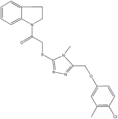 4-chloro-3-methylphenyl (5-{[2-(2,3-dihydro-1H-indol-1-yl)-2-oxoethyl]sulfanyl}-4-methyl-4H-1,2,4-triazol-3-yl)methyl ether Struktur