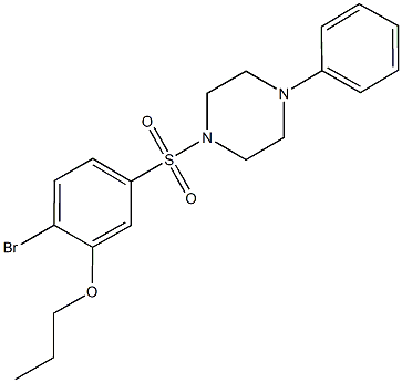 2-bromo-5-[(4-phenyl-1-piperazinyl)sulfonyl]phenyl propyl ether Struktur