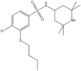 3-butoxy-4-chloro-N-(2,2,6,6-tetramethyl-4-piperidinyl)benzenesulfonamide Struktur