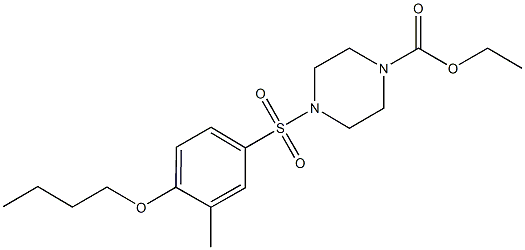 ethyl 4-[(4-butoxy-3-methylphenyl)sulfonyl]-1-piperazinecarboxylate Struktur