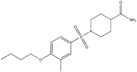 1-[(4-butoxy-3-methylphenyl)sulfonyl]-4-piperidinecarboxamide Struktur