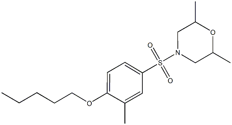 2,6-dimethyl-4-{[3-methyl-4-(pentyloxy)phenyl]sulfonyl}morpholine Struktur