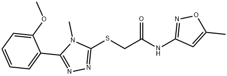 2-{[5-(2-methoxyphenyl)-4-methyl-4H-1,2,4-triazol-3-yl]sulfanyl}-N-(5-methyl-3-isoxazolyl)acetamide Struktur