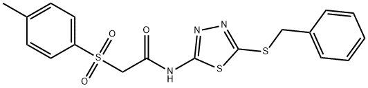 N-[5-(benzylsulfanyl)-1,3,4-thiadiazol-2-yl]-2-[(4-methylphenyl)sulfonyl]acetamide Struktur