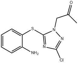 1-{5-[(2-aminophenyl)sulfanyl]-3-chloro-1H-1,2,4-triazol-1-yl}acetone Struktur