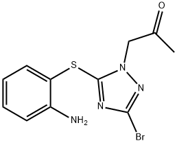 1-{5-[(2-aminophenyl)sulfanyl]-3-bromo-1H-1,2,4-triazol-1-yl}acetone Struktur