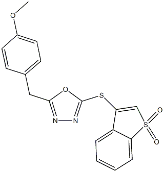 2-[(1,1-dioxido-1-benzothien-3-yl)sulfanyl]-5-(4-methoxybenzyl)-1,3,4-oxadiazole Struktur