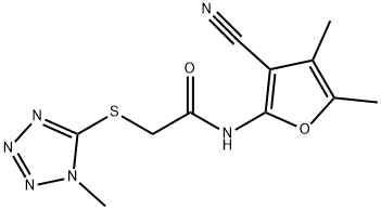 N-(3-cyano-4,5-dimethyl-2-furyl)-2-[(1-methyl-1H-tetraazol-5-yl)sulfanyl]acetamide Struktur